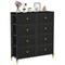 Black PU Leather Fabric Dresser with 8 Drawers and Metal Frame Storage Chest